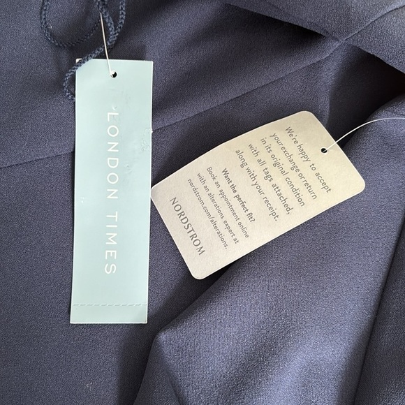 LONDON TIME Navy Blue Asymmetrical Detail Dress Size 16 - Picture 8 of 10